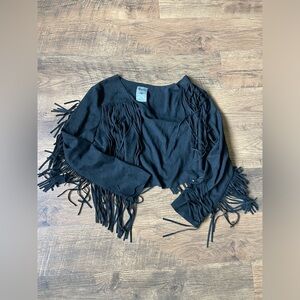 Vocal USA black cropped fringe jacket light weight